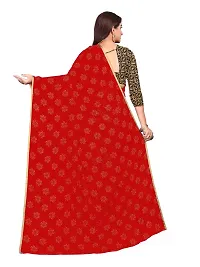 Aardiva Women's Chiffon Saree With Unstitched Blouse Piece (Red)-thumb3