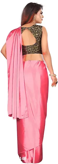 Aardiva Women's Plain Weave Satin Saree With Unstiched Blouse Piece-thumb3