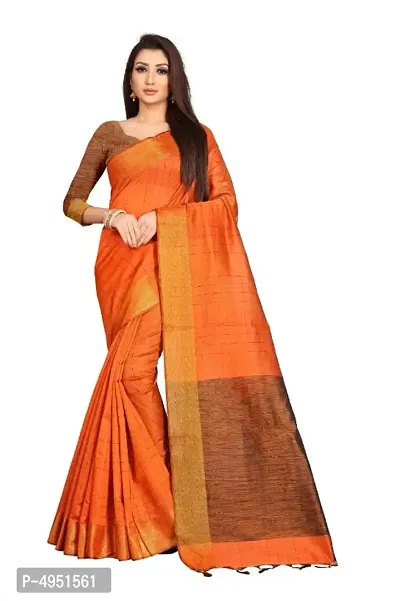 Women Cotton Solid Saree with Blouse piece-thumb0