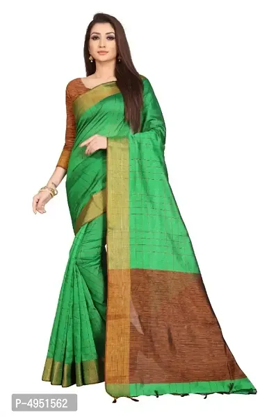 Women Cotton Solid Saree with Blouse piece