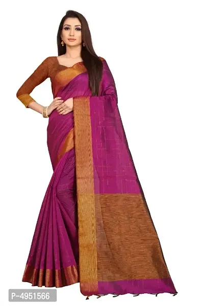 Women Cotton Solid Saree with Blouse piece