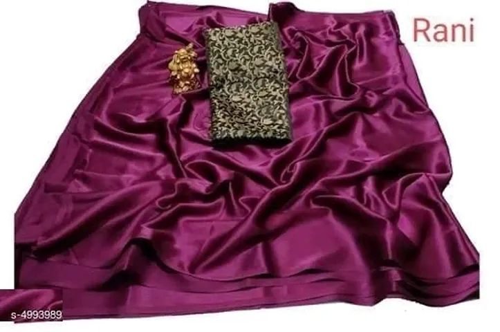 Trendy Satin Solid Saree With Blouse Piece