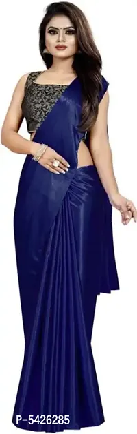 New Trendy Satin Solid Saree with Blouse piece-thumb0