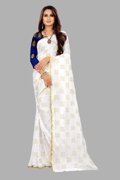 Foil Print Chiffon Sarees With Blouse Piece