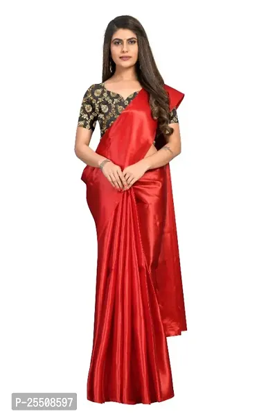 Beautiful Satin Saree with Blouse piece for Women