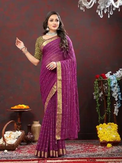 Aarushi Fancy Chiffon Saree with Blouse Piece for Women