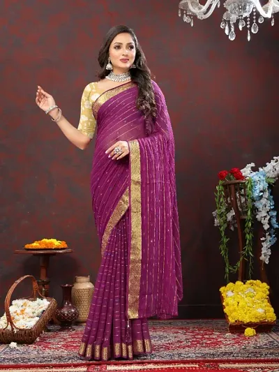 Beautiful Chiffon Saree with Blouse piece