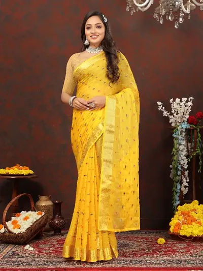 Fancy Chiffon Saree with Blouse Piece for Women