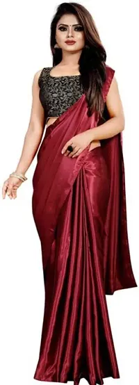 Glamorous Satin Saree with Blouse piece 