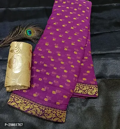 Beautiful Chiffon Zari Woven Saree with unstitched Blouse piece