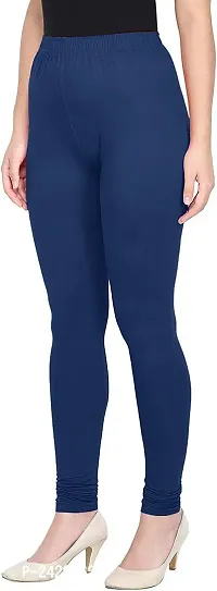 Fabulous Navy Blue Cotton Solid Leggings For Women
