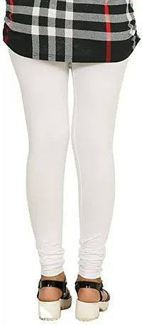 Fabulous White Cotton Solid Leggings For Women-thumb1