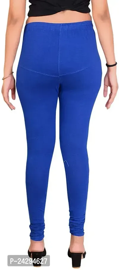 Fabulous Blue Cotton Solid Leggings For Women-thumb2