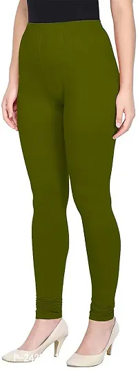 Fabulous Green Cotton Solid Leggings For Women