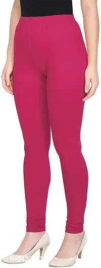 Fabulous Pink Cotton Solid Leggings For Women