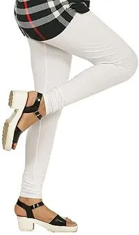 Fabulous White Cotton Solid Leggings For Women-thumb2