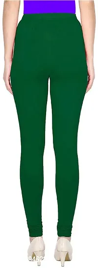 Fabulous Green Cotton Solid Leggings For Women-thumb2
