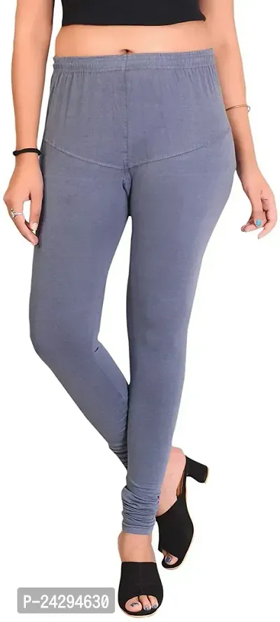 Fabulous Grey Cotton Solid Leggings For Women-thumb0