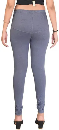 Fabulous Grey Cotton Solid Leggings For Women-thumb1