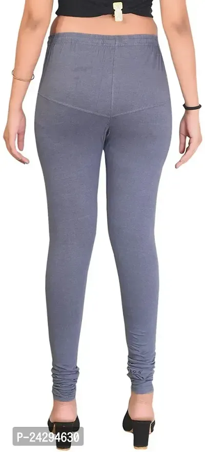 Fabulous Grey Cotton Solid Leggings For Women-thumb2