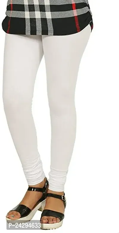 Fabulous White Cotton Solid Leggings For Women