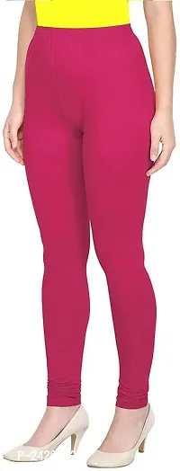 Fabulous Pink Cotton Solid Leggings For Women