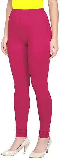 Fabulous Pink Cotton Solid Leggings For Women-thumb0