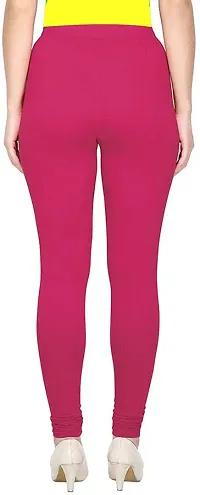 Fabulous Pink Cotton Solid Leggings For Women-thumb1