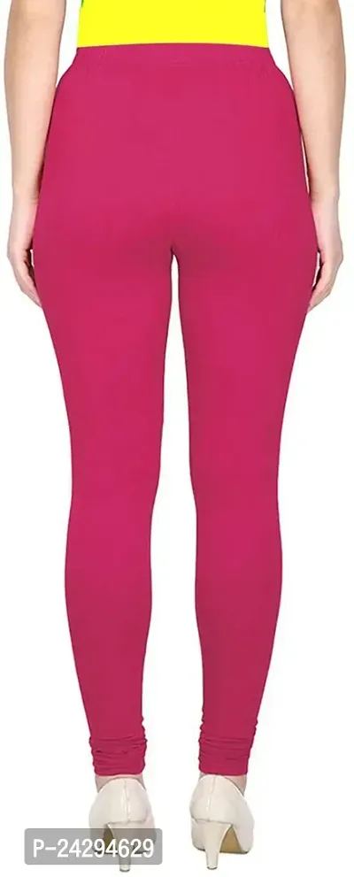 Fabulous Pink Cotton Solid Leggings For Women-thumb2