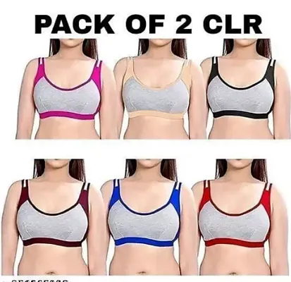 Buy Stylish Fancy Cotton Solid Non Padded Sports Bras For Women