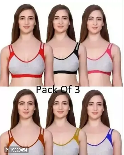 Buy Stylish Fancy Cotton Solid Non Padded Sports Bras For Women Pack Of 3  Online In India At Discounted Prices