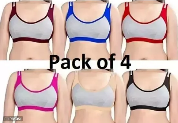 Buy Stylish Fancy Cotton Solid Non Padded Sports Bras For Women