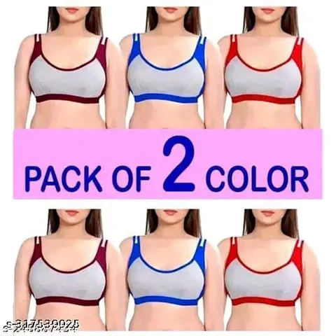 Buy Multicoloured Cotton Hosiery Solid Bras For Women Online In