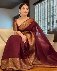 Sttylish Women Silk Blend Saree with Blouse Piece-thumb2