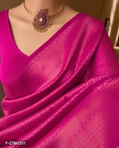 Sttylish Women Banarasi Silk Saree with Blouse Piece-thumb0