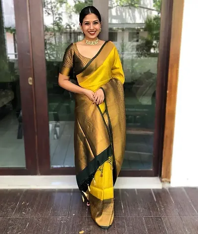 Best Selling Art Silk Saree with Blouse piece 