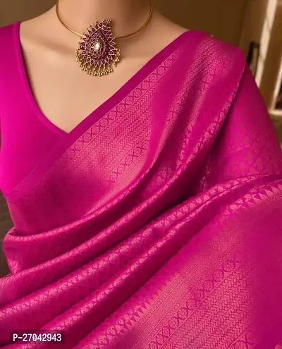 Sttylish Women Banarasi Silk Saree with Blouse Piece-thumb0