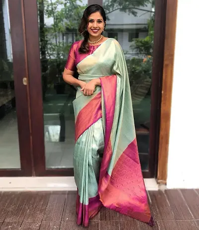 Stylish Women Banarasi Silk Jacquard Saree with Blouse piece