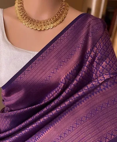 Sttylish Women Silk Blend Saree with Blouse Piece