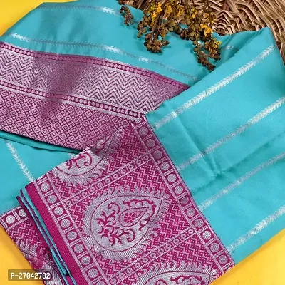 Sttylish Women Silk Blend Saree with Blouse Piece-thumb3