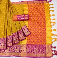 Stylish Cotton Silk Mustard Saree with Blouse piece For Women-thumb2