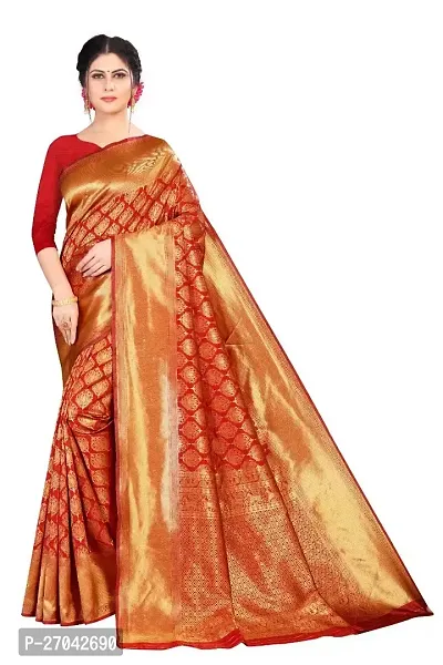 Sttylish Women Silk Blend Saree with Blouse Piece