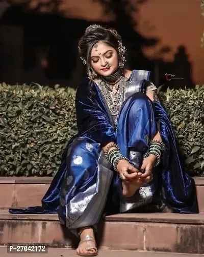 Sttylish Women Silk Blend Saree with Blouse Piece-thumb3