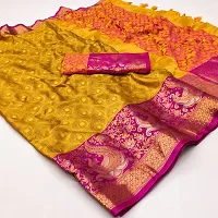Stylish Cotton Silk Mustard Saree with Blouse piece For Women-thumb1