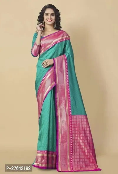 Sttylish Women Silk Blend Saree with Blouse Piece