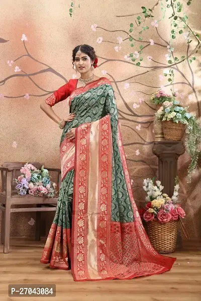 Sttylish Women Banarasi Silk Saree with Blouse Piece