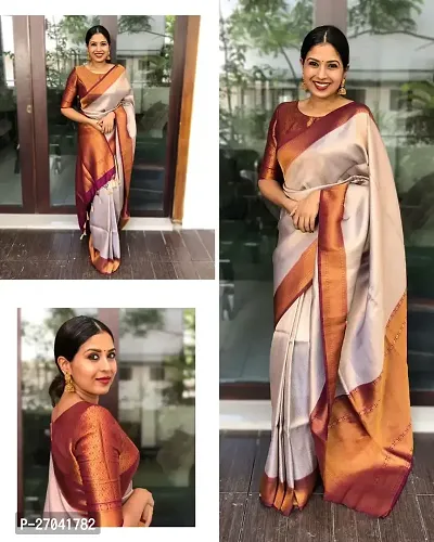 Sttylish Women Banarasi Silk Saree with Blouse Piece-thumb4