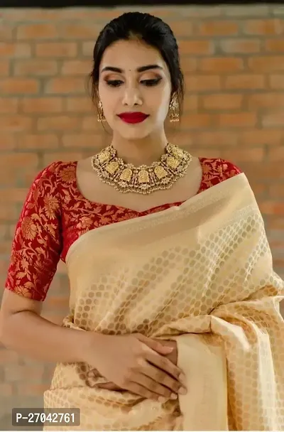 Sttylish Women Silk Blend Saree with Blouse Piece-thumb2