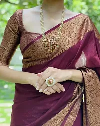 Sttylish Women Silk Blend Saree with Blouse Piece-thumb1