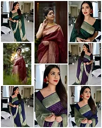 Sttylish Women Banarasi Silk Saree with Blouse Piece-thumb1